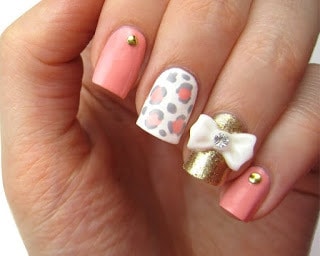 Stylish-and-Cute-Nail-Designs-with-Bows-and-Diamonds-for-Girls-11