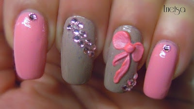Stylish-and-Cute-Nail-Designs-with-Bows-and-Diamonds-for-Girls-13