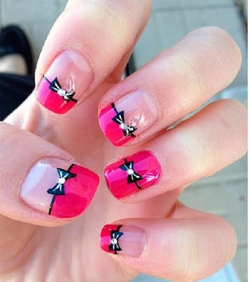 Stylish-and-Cute-Nail-Designs-with-Bows-and-Diamonds-for-Girls-17