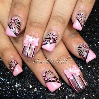 Stylish-and-Cute-Nail-Designs-with-Bows-and-Diamonds-for-Girls-18