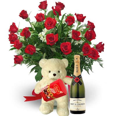 valentine's day flowers arrangements bouquet with teddy bear