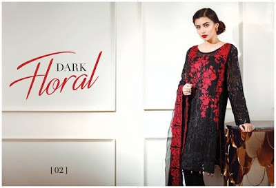 Luxury dark horal chiffon dresses by Baroque