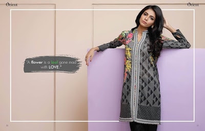 Orient Black Unstitched Printed Lawn Kurti 2017