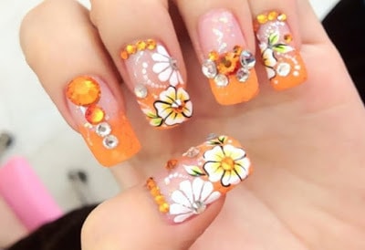 Easy and simple flower nail art designs