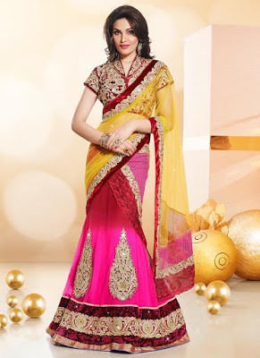 Enticing Embroidered Net Lehenga Saree