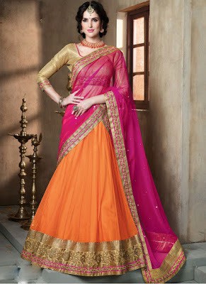 Indian heavy bridal lehenga saree