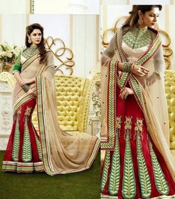 Latest-indian-bridal-lehenga-sarees-2017-with-new-blouse-designs-4