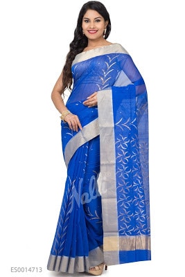 Royal Blue Chanderi Silk Saree