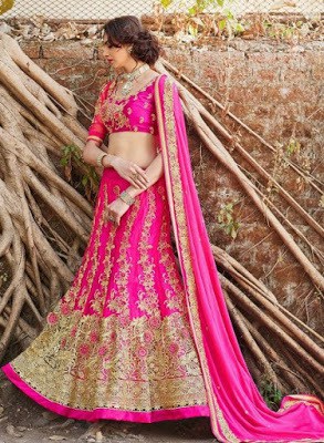 attractive-pink-designer-bridal-lengha-choli-in-net