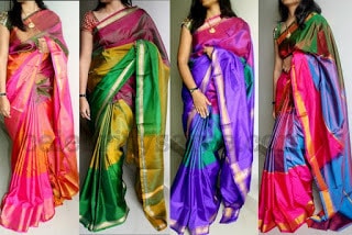multi-color indian silk fabric sarees