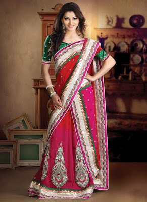 Shoking-pink-fancy-lehenga-style-sarees