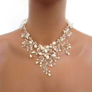 Freshwater and Crystals Pearls Chain Necklace Jewelry